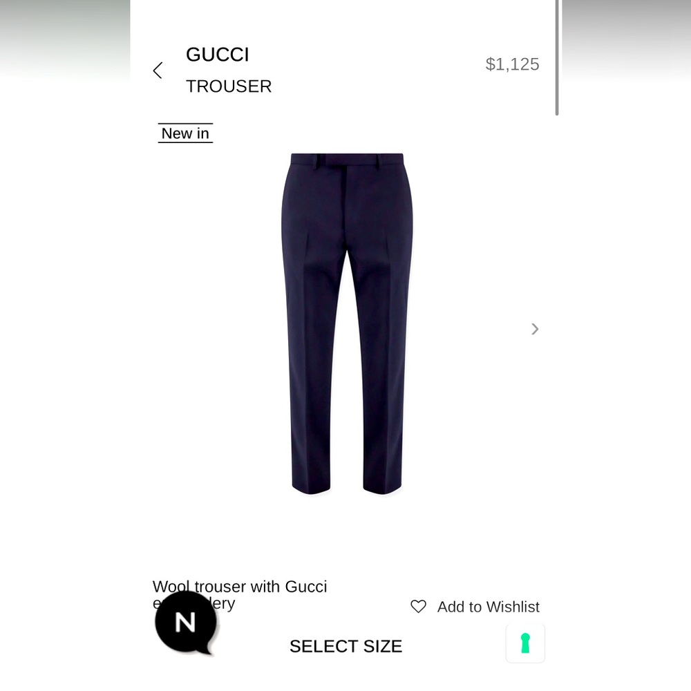 Gucci tailored black pants. Made in Italy.